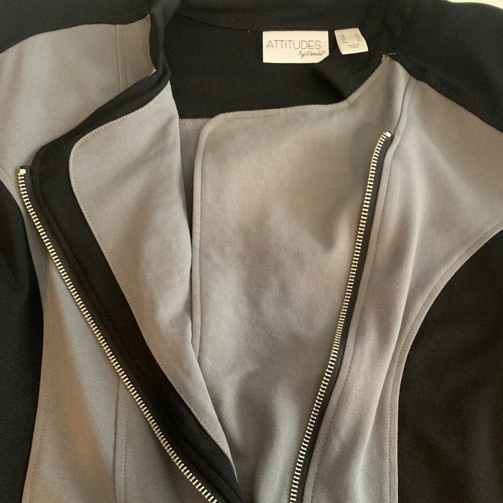 New Attitudes by Renee Gray And Black Zippered Jacket Size Large - Picture 3 of 13